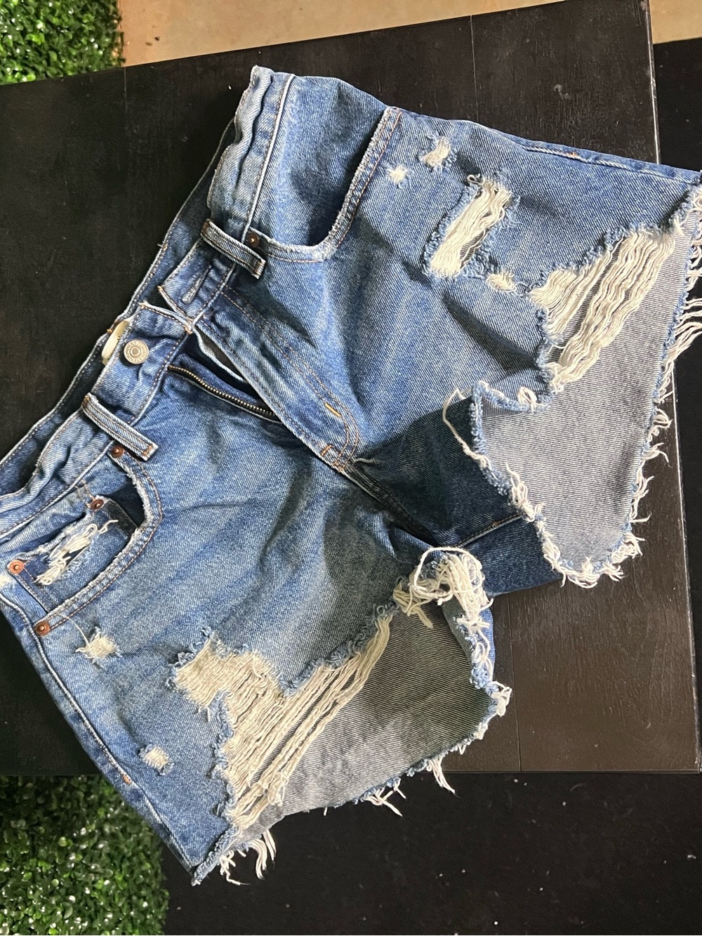 Abercrombie & Fitch Distressed Blue Denim Cutoff Shorts